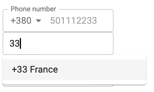 Selecting a country code
