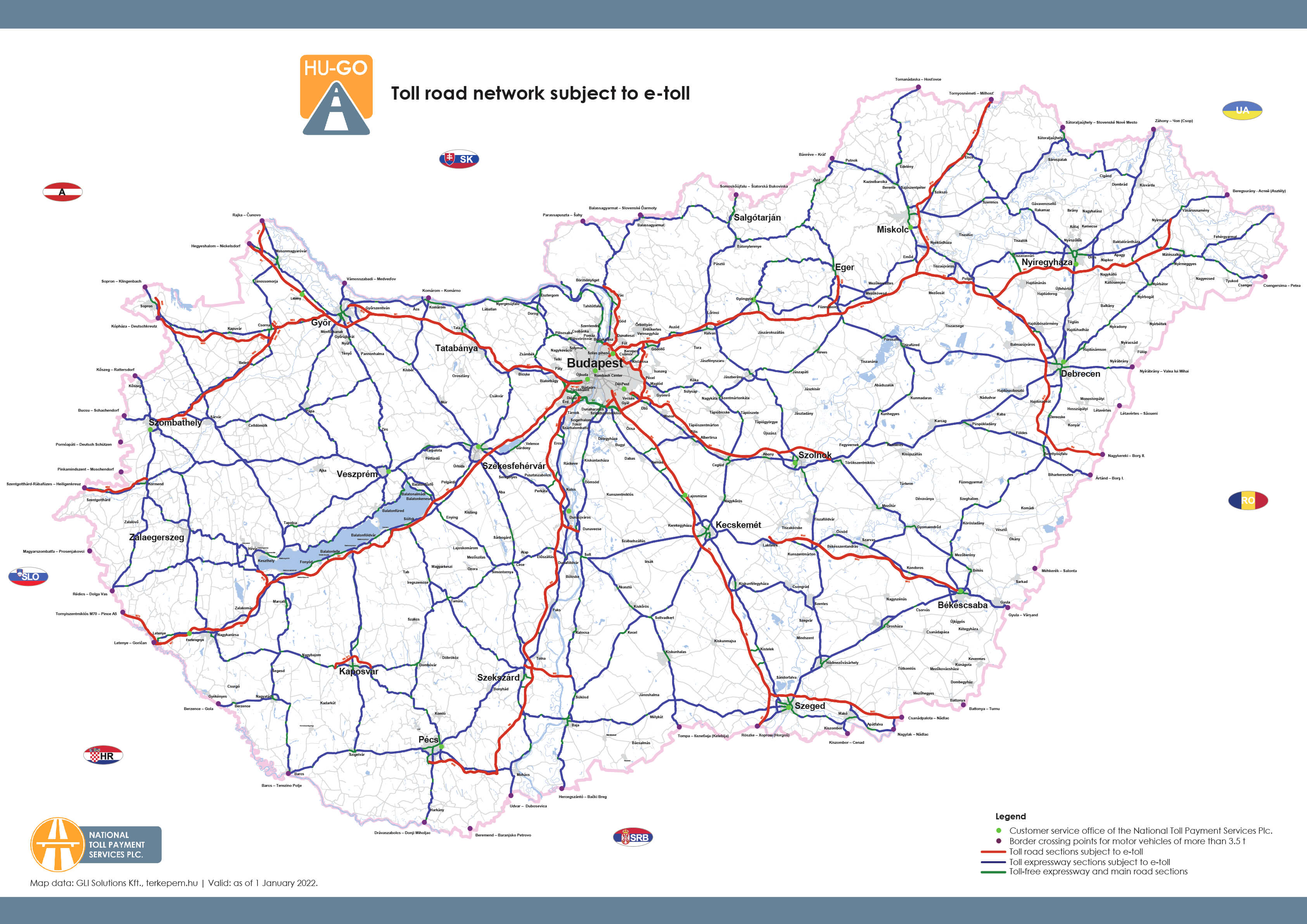 Hungary toll road map